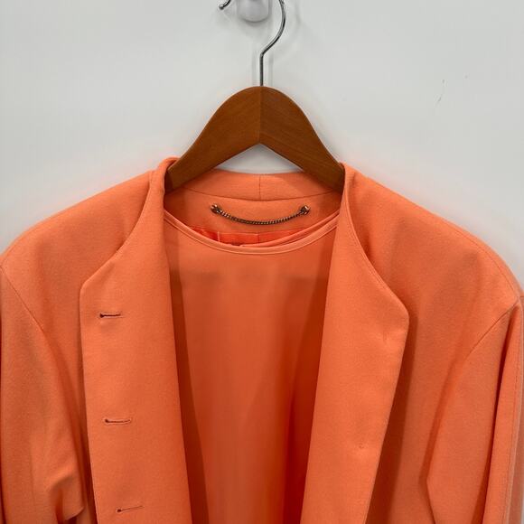 LOUIS FERAUD Vintage Orange Cashmere Wool Button Long Jacket & Blouse Set  // 8 - Picture 7 of 11